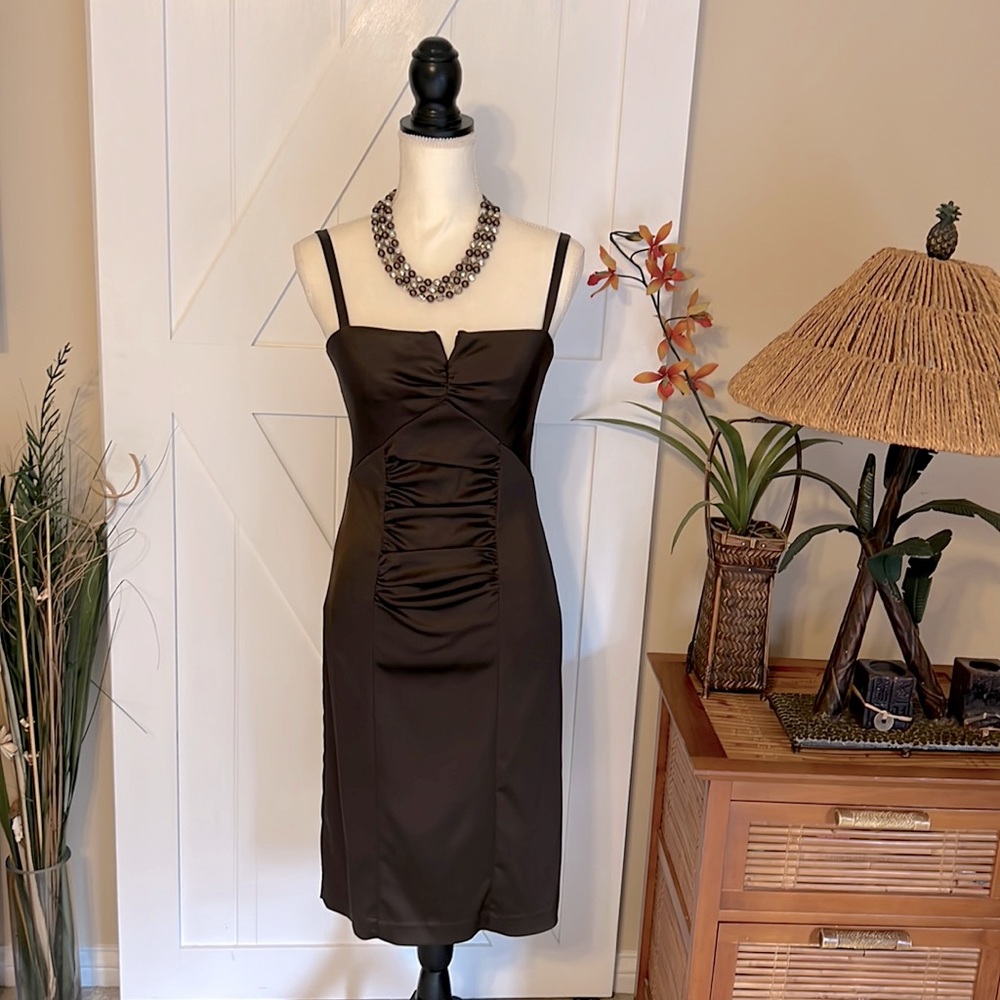 Betsy & Adam Chocolate Brown Dress with Ruching